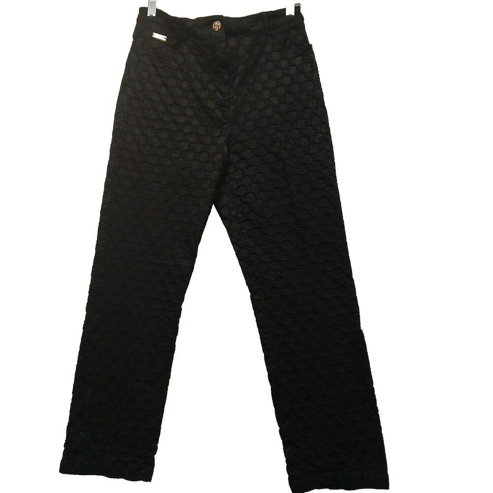 St John Sport Essentials Marie Gray Black Textured All Over SJ Monogram Size 10